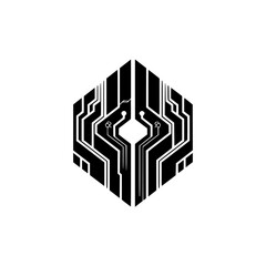 Futuristic Circuit Board Hexagon - Abstract Tech Illustration