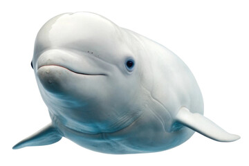 Fototapeta premium Beluga whale swimming gracefully in clear waters showcasing its playful nature and distinct features for marine education purposes
