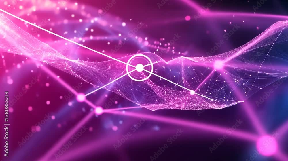 Poster cyber big data flow network in vibrant pink and purple tones generative ai