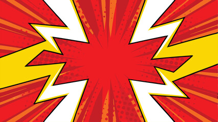 Dynamic Comic Book Explosion Red, Yellow, White Power