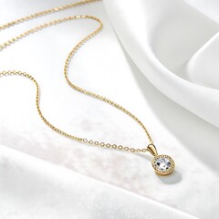 Fototapeta premium golden necklace with diamonds on white background