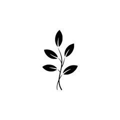 Minimalist Black Plant Silhouette on White: Elegant Design Element