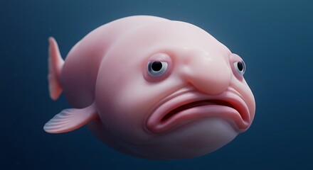 Blobfish Swimming Underwater Funny Deep Sea Animal with Sad Expression