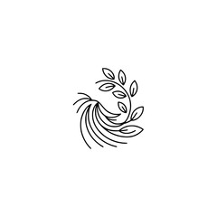 Elegant Minimalist Leaf Design Element on White Background