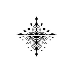 Ornate Black Mandala on White Background - Minimalist Design