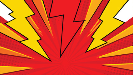 Red and Yellow Comic Book Explosion, Dynamic Flash, Power Burst