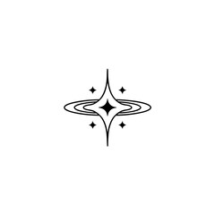 Minimalist Starburst Icon: Celestial Design, Black and White, Logo © MatandSterre