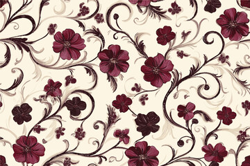 Vintage Floral Seamless Pattern Elegant Vector Graphics. Featuring delicate florals, wildflowers. 