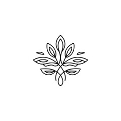 Elegant Botanical Line Art Logo: Leaves, Minimalist Design, Modern Branding