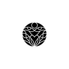 Abstract Black & White Geometric Circle Design, Logo, Modern Aesthetic