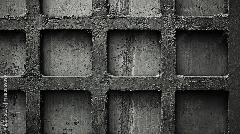 Poster dark black cement grid object background with textured squares generative ai