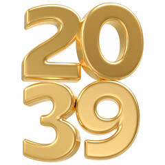 Happy New Year 2039 Gold 3D Render