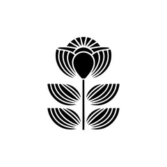 Minimalist Black Flower Illustration on White Background