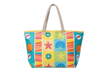 Bright and colorful beach tote featuring summer motifs suitable for vacation outings and outdoor activities