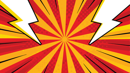 Dynamic Comic Book Pop Art Background with Two Lightning Bolts