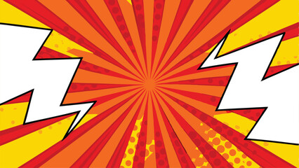 Comic Book Style Blast Background, Red Orange Yellow Rays