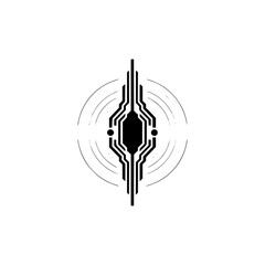 Fototapeta premium Abstract Tech Circuitry Icon: Minimalist Design, Data Transmission Concept