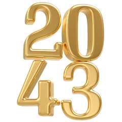 Naklejka premium Happy new Year 2043 Gold 3D Render