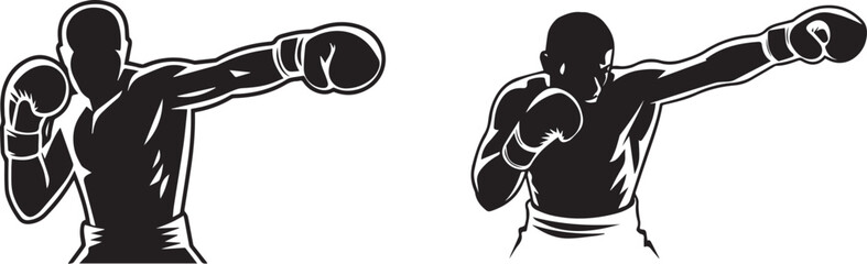 Vector Illustration of Boxers Throwing Punches
