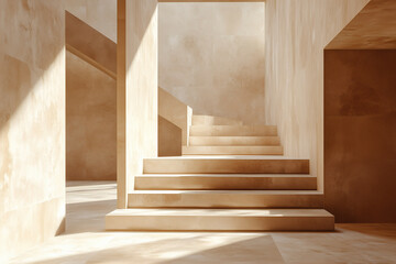 Fototapeta premium Minimalist stairway in bright neutral tones