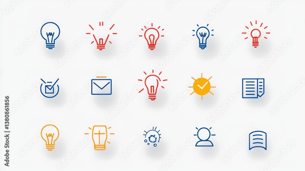 Poster this image depicts a collection of lightbulb icons representing creative ideas innovation and proble