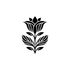 Elegant Black and White Floral Design on White Background