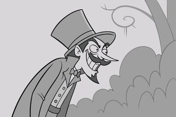 a sinister vintage cartoon villain
