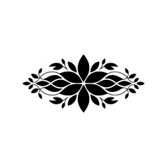 Elegant Floral Ornament in Black and White on White Background