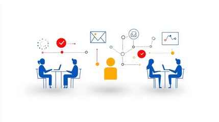 Collaborative business team working together on data analysis and strategy using various digital tools and technologies in a modern virtual office setting