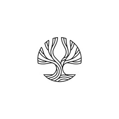 Minimalist Tree Logo with Leaves - Modern Nature Design