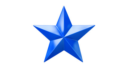 Obraz premium Realistic isolated glossy blue star. Bright toy plastic design shiny 3d, vibrant color tones. Abstract cover illustration. Backdrop, banner. Holiday childish fun.