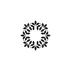 Minimalist Floral Wreath: Elegant Black Leaf Circle Design