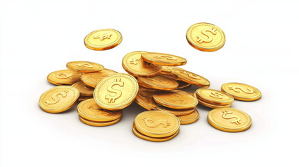 falling money, flying gold coins, golden rain. Jackpot or success concept. Modern background. Vector illustration