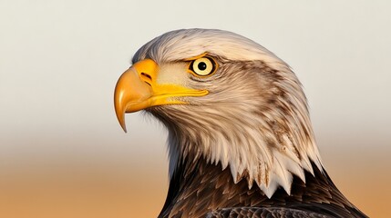 Obraz premium Majestic Bald Eagle Portrait Close-Up Natural Habitat Wildlife Photography Serene Environment Side View Power and Grace