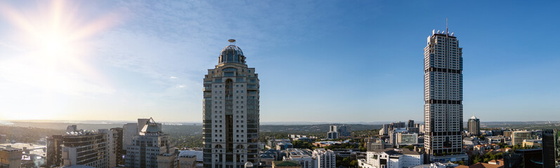 Obraz premium aerial view Johannesburg , South Africa, Sandton, Rivonia skyscrapers skyline, panoramic views