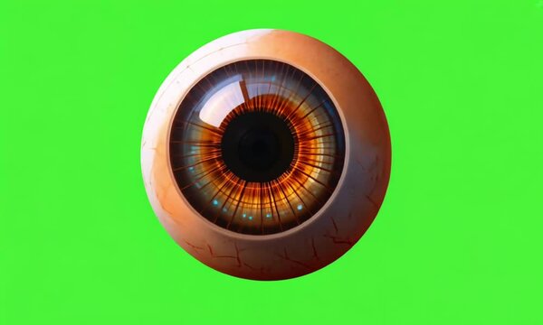 a rotating eyeball on the green screen