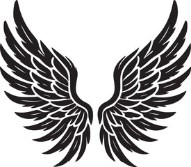 Obraz premium black wings vector illustration, wings silhouette vector, wings vector on white background