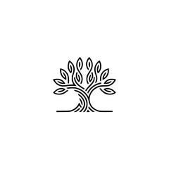 Fototapeta premium Minimalist Tree Logo: Line Art Design, Modern Branding