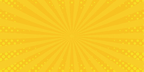 Obraz premium Yellow Sunburst Background Comic Pop Art Radiating Design