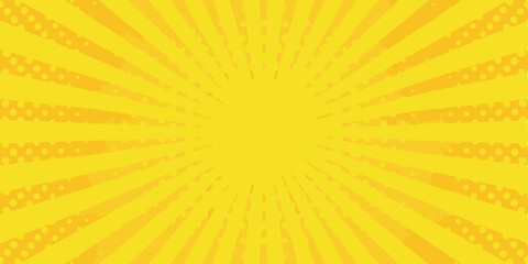 Fototapeta premium Yellow Sunburst Background, Radial Lines, Pop Art Design, Retro Style, Bright, Vibrant, Energetic, C