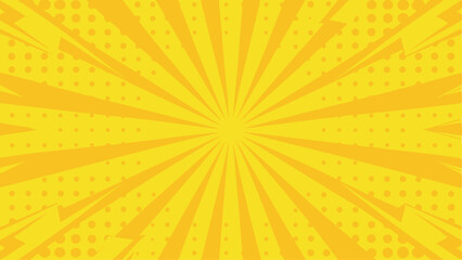 Yellow Comic Book Pop Art Sunburst Background Design
