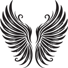 Obraz premium black wings vector illustration, wings silhouette vector, wings vector on white background