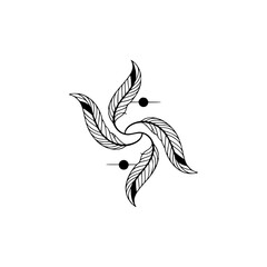 Minimalist Feather Motif: Abstract Bohemian Symbol in Black & White