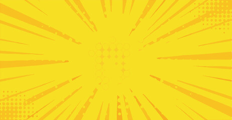 Fototapeta premium Yellow Comic Book Pop Art Sunburst Background Design