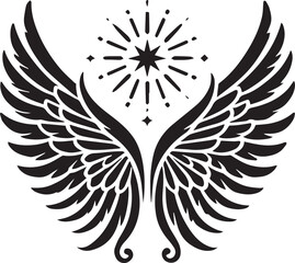 Fototapeta premium black wings vector illustration, wings silhouette vector, wings vector on white background
