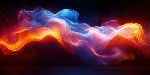 Obraz premium Dynamic Waves of Light in Glowing Neon Colors with Abstract Technology Elements