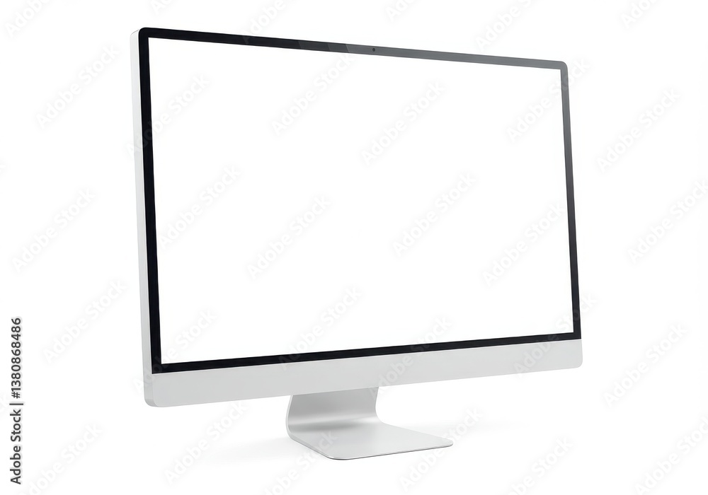 Poster a modern computer display with a blank white screen isolated against a white background studio shot 