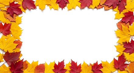 Obraz premium Autumn Leaves Frame Crimson And Gold Embrace A Tapestry Of Fall Flame Hues Border Fall Colors Canvas Golden Autumn Border Red Yellow Leaf Frame AI Generated