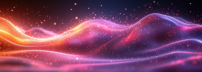 Fototapeta premium Dynamic Abstract Wave Background with Glowing Dots and Smooth Gradient Colors