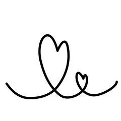 Heart Swirl Line, Hand Drawn Heart Swirl